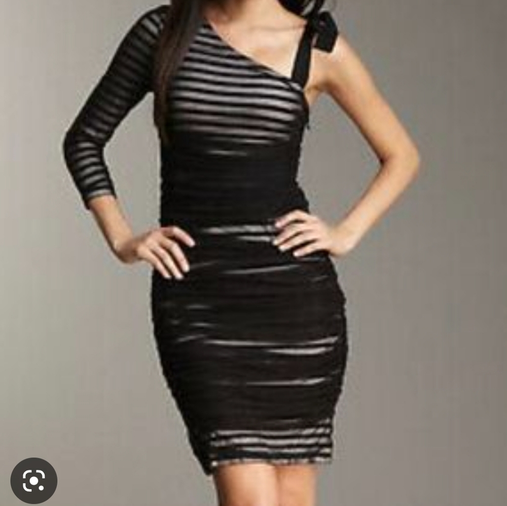BCBGMaxAzria One Shoulder Ruched Bodycon Midi Dress XS